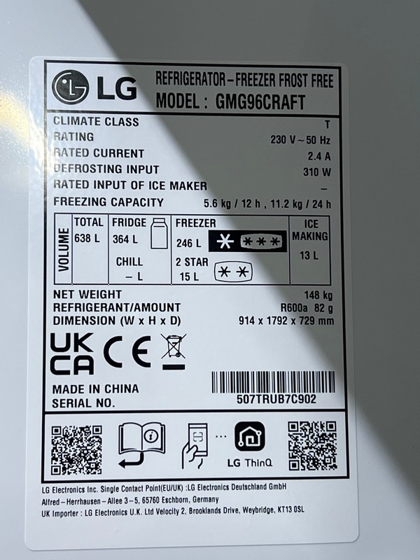 LG CRAFTICE INSTAVIEW AMERICAN-STYLE SMART FRIDGE FREEZER - MODEL GMG96CRAFT - Image 9